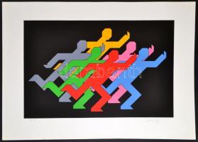 Victor Vasarely (1908-1997): Nyolc sport témájú kompozíció. Mappa 1988. Szitanyomat, papír, egyenkén...