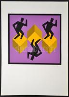 Victor Vasarely (1908-1997): Nyolc sport témájú kompozíció. Mappa 1988. Szitanyomat, papír, egyenkén...