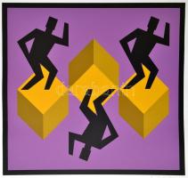 Victor Vasarely (1908-1997): Nyolc sport témájú kompozíció. Mappa 1988. Szitanyomat, papír, egyenkén...