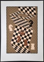 Victor Vasarely (1908-1997): Nyolc sport témájú kompozíció. Mappa 1988. Szitanyomat, papír, egyenkén...