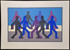 Victor Vasarely (1908-1997): Nyolc sport témájú kompozíció. Mappa 1988. Szitanyomat, papír, egyenkén...