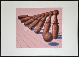 Victor Vasarely (1908-1997): Nyolc sport témájú kompozíció. Mappa 1988. Szitanyomat, papír, egyenkén...