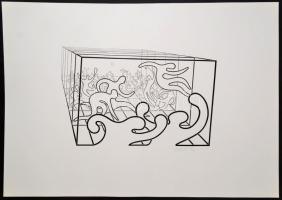 Victor Vasarely (1908-1997): Nyolc sport témájú kompozíció. Mappa 1988. Szitanyomat, papír, egyenkén...