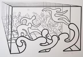 Victor Vasarely (1908-1997): Nyolc sport témájú kompozíció. Mappa 1988. Szitanyomat, papír, egyenkén...