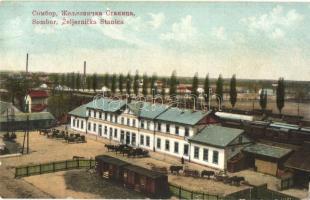 Zombor, Sombor; vasútállomás, vonatok / Zeljeznicka Stanica / railway station, trains (Rb)