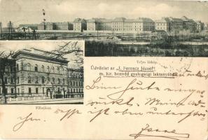 1899 Budapest IX. Üllői út 127. I. Ferenc József m. kir. honvéd gyalogsági laktanya, látkép, főbejárat (EK)