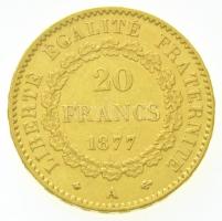Franciaország 1877A 20Fr Au (6,41g/0.900) T:2,2- / 
France 1877A 20 Francs Au (6,41g/0.900) C:XF,VF...