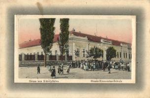 1911 Nagykárolyfalva, Károlyfalva, Karlsdorf, Banatski Karlovac; Állami elemi iskola. W.L. Bp. 1227. Ideal. 1911-13. / Staats Elementar Schule / school