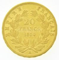 Franciaország / Második Császárság 1854A 20Fr Au "III. Napóleon" (6,44g/0.900) T:2,2- 
/ ...