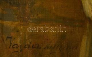 Vajda Zsigmond (1860-1931): Akt szoborral. Olaj, vászon, jelzett, keretben, 100×80 cm