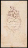 cca 1868 Gyula, Weisz Lipót festész és fényképész műtermében készült, vizitkártya méretű portréfotó,...
