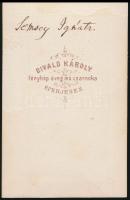 cca 1866 Eperjes, Semsey Ignátz feliratozott, vizitkártya méretű fényképe, amelyet Divald Károly kés...