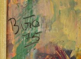 Biró Ferenc (1921-2001): Virágcsendélet, olaj, karton, jelzett, keretben, 55×38 cm