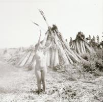 cca 1986 Velencei-tó, aktfotózás a nádfeldolgozó üzem területén, 13 db vintage negatív, 24x36 mm és ...