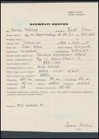 1972 Manöken és fotómodell nyilvántartásból 3 db vintage fénykép és adatlap, 14,5x10 cm és 18x24 cm ...