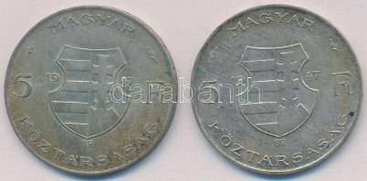 1947. 5Ft Ag "Kossuth" (2x) T:2,2-