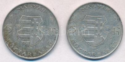 1947. 5Ft Ag "Kossuth" (2x) T:2