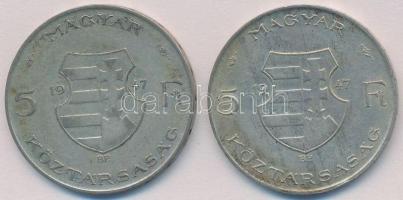 1947. 5Ft Ag "Kossuth" (2x) T:2