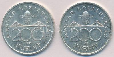 1992. 200Ft Ag "MNB" (2x) T:2