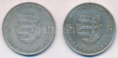 1947. 5Ft Ag "Kossuth" (2x) T:2,2-