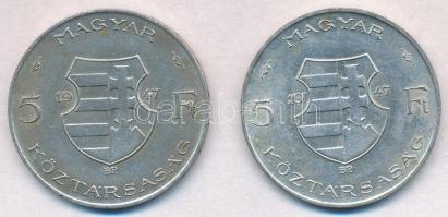 1947. 5Ft Ag "Kossuth" (2x) T:2