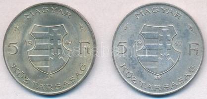 1947. 5Ft Ag "Kossuth" (2x) T:2,2- patina