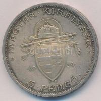 1938. 5P Ag "Szent István" T:2 patina 
Adamo P8.1