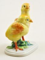 Herendi porcelán csibepár, kézzel festett, hibátlan, jelzett (Vastagh Éva), m: 13 cm