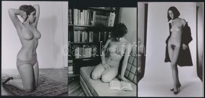 cca 1975 Esti, testi örömök, szolidan erotikus felvételek, 11 db vintage fotó és/vagy mai nagyítás v...