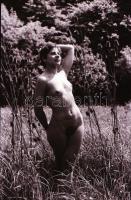 cca 1972 Szabadtéri helyszíneken, szolidan erotikus felvételek, 34 db vintage negatív, 24x36 mm