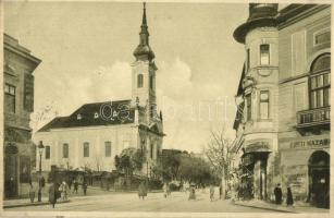 1928 Budapest I. Krisztina tér, Római katolikus templom, Pesti Hazai Első Takarékpénztár Egyesület. Rökel felvétele