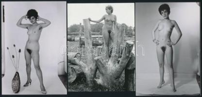 cca 1982 Privát történetek, szolidan erotikus felvételek, 8 db vintage fotó és/vagy mai nagyítás veg...