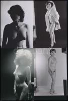 cca 1973 Játékos matinék, szolidan erotikus felvételek, 12 db vintage fotó és/vagy mai nagyítás vegy...