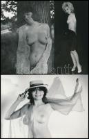 cca 1976 Próbatételek, szolidan erotikus felvételek, 11 db vintage fotó és/vagy mai nagyítás vegyese...