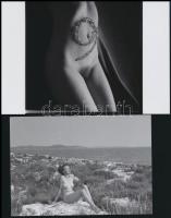 cca 1976 Próbatételek, szolidan erotikus felvételek, 11 db vintage fotó és/vagy mai nagyítás vegyese...