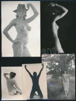 cca 1977 Hétvégi kikapcsolódás, szolidan erotikus felvételek, 7 db vintage fotó és/vagy mai nagyítás...