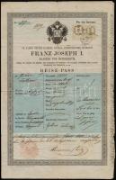 1860 Bécs, Bosznia és Szerbia területére szóló útlevél felsőőri járásbeli lakos részére, határátlépési feljegyzésekkel, okmánybélyegekkel, 4 p.