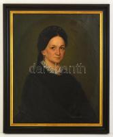 cca 1870 Jelzés nélkül: Női portré. Olaj, vászon, több helyen sérült, keretben 70×55 cm