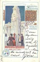 1898 Wien, Jubiläumsausstellung, Pavillon d. St. Wien. Officielle Ausstellungs-Postkarte Philipp & Kramer 13. / Viennese Jubilee Exhibition advertisement art postcard (EK)