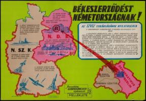1961 Békeszerződést Németországnak!, a Nemzetközi Szakszervezeti Tájékoztató 3. sz. melléklete, plakát, SZOT rotaprint, 28×40,5 cm