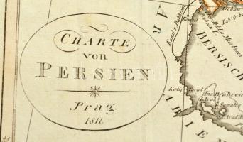 Irán térképe. Charte von Persien, Prag, 1811. Határszínezett részmetszet. / Engraved map of Persia /...