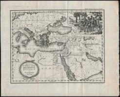 1801 Karacs Ferenc (1770-1838): Mappa Exhibens situm Regionum quarum mentio fit in Scriptura Sacra. A Szentföldi tájak, a Közel-Kelet térképe. rézmetszet. / Map of the MIddle-East and the Biblical places. Etching. 21x17 cm