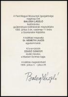 1990 Balog László festőművész kiállítás meghívója saját kezű aláírásával