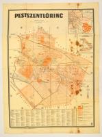 cca 1940 Pestszentlőrinc térképe, 1:15000, Kókai Lajos Könyvkereskedése / M. Kir. Honvéd Térképészeti Intézet, kicsit foltos, 62,5×47 cm