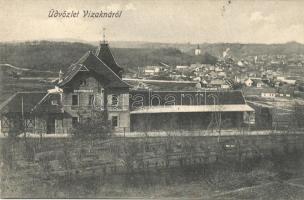 1910 Vízakna, Salzburg, Ocna Sibiului; Vízakna-fürdő vasútállomás. Graef Károly kiadása / Gara / Bahnhof / railway station