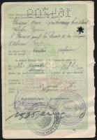 Mágó Károly (1895-1945) zenekarvezető, cigány prímás aláírt fényképe útlevél lapon