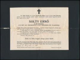 1915-1922 3 db halotti értesítő (Solty Ernő százados, Szilvásy Márton m. kir. udvari tanácsos, orszá...