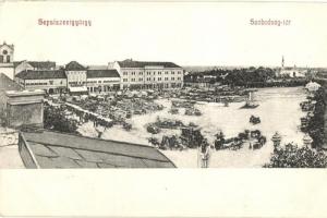 1908 Sepsiszentgyörgy, Sfantu Gheorghe; Szabadság tér, piac / market on the square