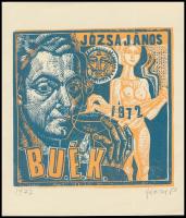 Józsa János (1936-2019): BÚÉK 1972. Linó, papír, Jelzett .11x11 cm,