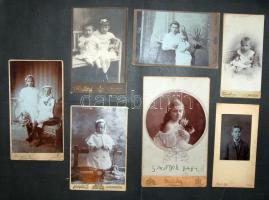 cca 1870-1890 7 db gyermekeket ábrázoló nagyméretű keményhátú fotó